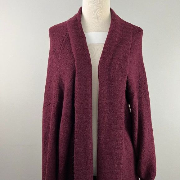 NWT AFRM Red Burgundy Long Open Cardigan (Plus‎ O/S) - Picture 2 of 10